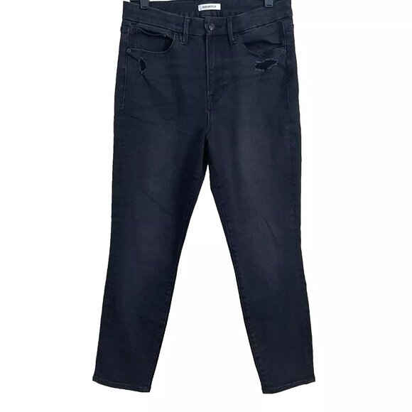 Good American Good Waist Crop Jeans Size 31/12 Stretch Denim - Picture 2 of 12